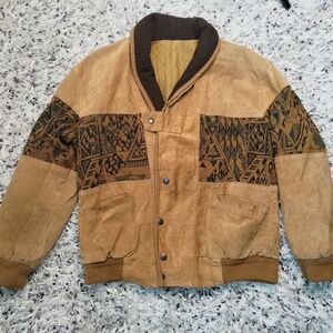 Vintage Navajo Bomber Jacke Genuine Suede